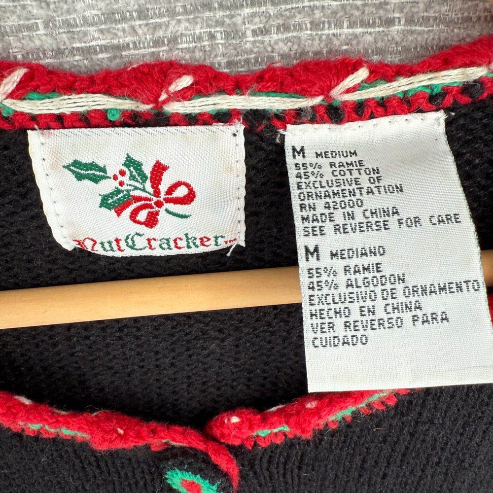 Nutcracker Vtg Christmas Cardigan Sweater Holiday Trees Womens M Cottage Teacher - Picture 3 of 11